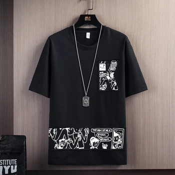Hip-Hop Lahti Mens Streetwear T-särgid, Vabaaja Klassikaline 2023 Suvel Lühikeste Varrukatega Must Valge Tshirt Tees Pluss Mõõdus 3XL 4XL