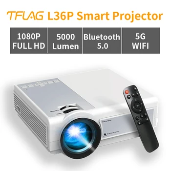 TFlag L36P X1 Projektor Full Hd 1080P 4K 5000Lumen Wifi Mini LED Kaasaskantav Projektor LCD-2.4 G, 5 G Smartphone Video Kontor