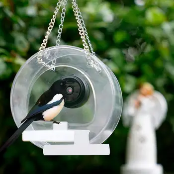 Akrüül Läbipaistev Bird Feeder iminapp Paigaldatud Tark Investor Kaamera Birdhouse Lind Toidu Vahend Toitmine H5K5