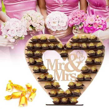 Romantiline Pulm Puidust Kaunistused Mr&Mrs Šokolaadi Seista Ekraan Candy Cupcake Magustoidud Omanik Home Decor Pulmapidu Baarid