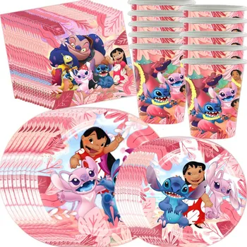 Disney Lilo & Stitch Sünnipäeva Teenetemärkide Multikas Raamatu Ühekordsed Nõud Komplekt Baby Kids Tüdrukute Sünnipäev Suppl