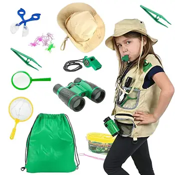 Uued Lapsed Väljas Explorer Komplekt Väljas Seiklus Telkimine Mänguasjad, Lapsed Lasti Vest Komplekt Müts Explorer Kostüüm Khaki Mängib Riided