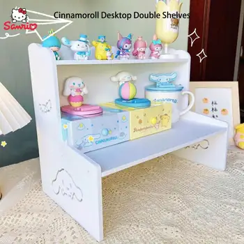 Sanrio Cinnamoroll Desktop Ladustamise Rack Double Layer Vitriin Multifunktsionaalne Laua-Ja Kosmeetikatooted Riiul Eemaldatav Sõbranna Kingitus