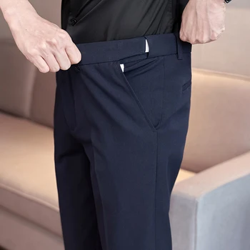 Suvel Lihtne Valge Ülikond Püksid Meeste Slim Fit Business Casual Kleit Püksid Pahkluu Pikkus Sotsiaalne Streetwear Püksid 28-36
