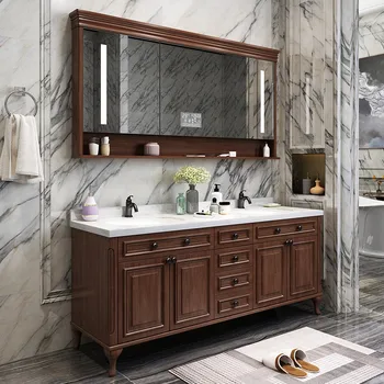 Ameerika stiilis vannitoa kapp, põrand tamme vannitoa kapp, intelligentne peegel kapp, kraanikauss, kraanikauss