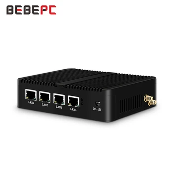 BEBEPC Fanless Mini PC 4 LAN Celeron J1900 Quad-Core J4125 Firewall Router PFsense Windows Wifi Tööstus PC Arvuti Server