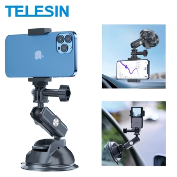 TELESIN Universaalne Auto Telefoni Hoidja iminapa 360° Reguleeritav 1/4 Adapter GoPro 11 12 Insta360 DJI Meede 3 4 iPhone 15 14