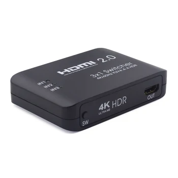 HDMI Switch 4K@60Hz 3 in 1 out HDMI2.0 Splitter Vahetaja Toetab 4K Full HD IR Remote HDMI Switcher 3x1 Laptop Arvuti