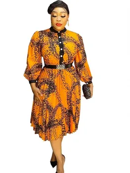 Plisseeritud Prindi Aafrika Kleidid Naistele 2023 Uus Mood Slim Talje-line Lahti Aafrika Rüü Femme Pool Kleidid Elegantne