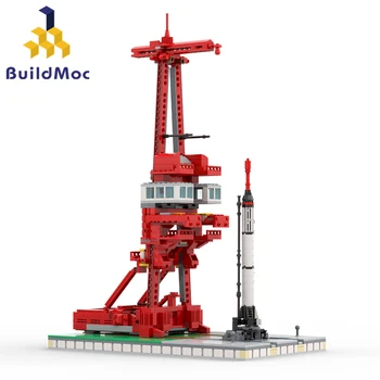 BuildMoc Ruumi Launch Complex 5 w/ Mercury-Redstone Raketi Building Block Set 1:110 Baasi Torn Tellised Mänguasi Lastele Kid Kingitused
