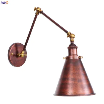 IWHD Loft Decor Vintage LED Seina Lamp Magamistuba Peegel Trepp Tuli Pikk Arm Tööstus-Retro Seina Tuled Home Valgustus Edison