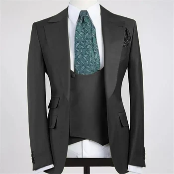 Revääri Elegantsed Ülikonnad, mis on mõeldud Meeste Ülikond 1 Nupp Kõrge Kvaliteediga Luksuslik Meeste Ülikond 3 osaline Komplekt Elegantne Mees Täielik Pulm Mood