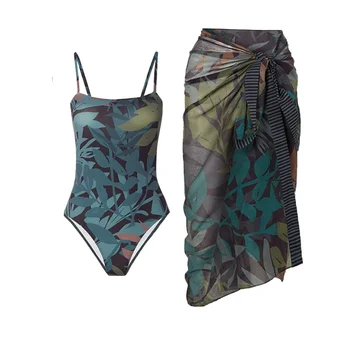 Naiste Retro Floral Print Ühes Tükis Ujumistrikood Cover-Ups Puhkus Beachwear Disainer Trikoo Suvel Surf Kanda