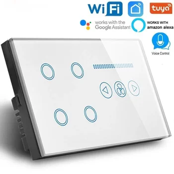 Smart Touch WIFI Lüliti 4 gang WIFI valguse lüliti, wifi Lae Ventilaator Lüliti Valge Must Crystal Glass Panel Töö alexa google