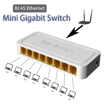 1000M Mäng lüliti RJ45 switch Ethernet Smart Vahetaja 8Ports Võrgustik Gigabit Switch Fast-Ethernet-Täielik Auto Mängu Laadimise Adapter