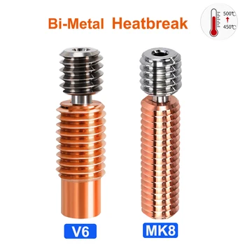 Kõrge Kvaliteediga MK8 Kõri E3D V6 kahest metallist ühendusdetailide Heatbreak 3D Printeri Osad MK8 Vasetatud Soojuse Paus 1.75 mm Elementaarkiu
