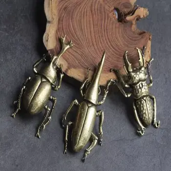 3 tk Tahke Vask Messing Sõnn Long Horn Bug, Käsitöö, Kingitus, Putukate Kääbus Kujukeste jaoks Laua Kaunistamiseks Kodu elutoas