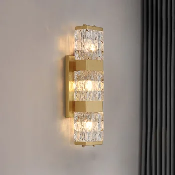 Kuldne Luksus Crystal Wall Lamp elutuba Kaasaegse Ameerika Riba Tausta Seina TV Wall Hotel Magamistuba Koridori Lamp