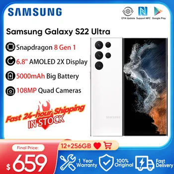 Originaal Samsung Galaxy S22 Ultra Snapdragon 8 Gen 1 Android 12 6.8