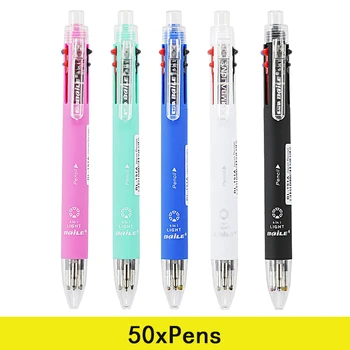 50tk 6 1 Mitmevärviline Pen Pastapliiats Ülestõstetav 5 Värvid ja Mehaaniline Pliiats Ühe Pliiatsi Multifunktsionaalne Pen Kirjatarvete