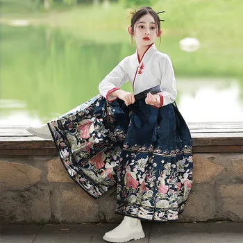 Vana-Hiina Tüdrukud Hobune-nägu Seelik Kleit Hanfu Lapsed Traditsiooniline Täita Kleidid Võitluskunstide Cosplay Kostüüm Õpilase Vormiriietus