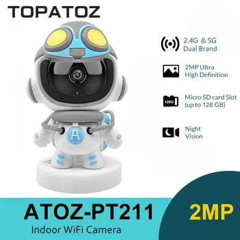 TOPATOZ Robot Kaamera 2MP, Wifi, Sise-Home Security Kaamera Öise Nägemise kahesuunaline Audio Automaatne Jälgimine Siseruumides beebimonitor