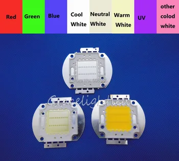 5tk 20W High Power LED emitter, Punane, Roheline, Sinine, Kollane, valge(neutraalne Valge), Soe Valge, külm Valge, UV led