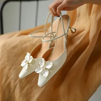 Naiste Kingad Kive Jalatsid Pikad Varba Suvel 2023 Diamond Sandaalid naistele, mis on Suletud Keskmise Kontsad Beež Vintage Müük