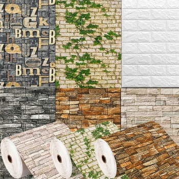 70X1CM Maja Kaunistamiseks 3D PVC Seina Kleebised Paberil Tellis Kivi Tapeet DIY Maamees Mõju Home Decor isekleepuv Kleebis