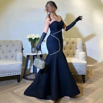 Santorini Must Merineitsi Kleidid Prom Päitsed Kaela Crystal Tõmblukk Tagasi Õhtu Poole Kleit Naised Kannavad Vestidos De Noche