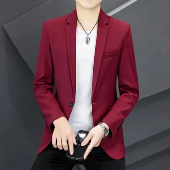 HOO 2023 Meeste Uued Vabaaja Ülikond Jope Noorte korea Slim Fit Ilus Värviga pintsak
