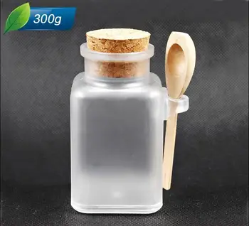 Tasuta Kohaletoimetamine 300g/ml Matid Plastikust Tühi Quadrate Pudel Puidust Kaanega Vann Soola Smalls Pulber Tühjad Konteinerid Kosmeetika
