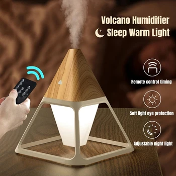 USB Puidust Tera Vulkaan Püramiid, Õhu Niisutaja puldiga Aroomiteraapia eeterlik Õli Hajuti Sooja Lambi Lõhn Difusor