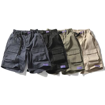 Trendikas meeste Cargo püksid 2023 Suvel Uus retro mitme tasku elastne värvel Pool püksid tänaval lahti mitmekülgne sirge, lühike