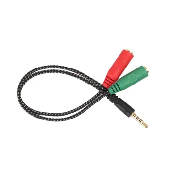 3.5 mm, 2-in-1 Kiust Kootud Punane Roheline Audio Kaabel, 3,5 mm 4 poolusega Mees Dual 3.5 Naine Audio Kaabel Peakomplekti Mikrofon Audio Kaabel