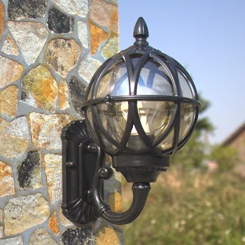 Väljas veekindel anti-rooste seina lamp E27 ring paks klaas palli pronks Euroopa hoovis retro dekoratiivse valgustuse lamp