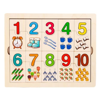 Puidust Puzzle Number Sobitamine Hariduslik Mänguasi Laste Digitaalse Tunnetus Mänguasi