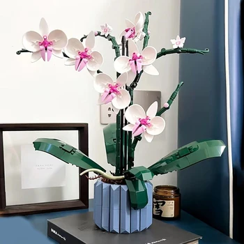 Orhidee Kimp Blokeerida Lill Succulents Pottidesse ehitusplokid KES 10311 Taim Decor Romantiline Komplekt Assamblee Hoone Mänguasi Tüdruk Kingitus