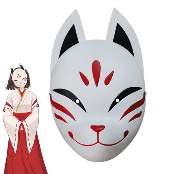 Genshin Mõju Hanachirusato Cosplay Fox Mask Kazari Hanachiru Sato Mask Miko Halloweeni Karneval Jaapani Näo Rekvisiidid