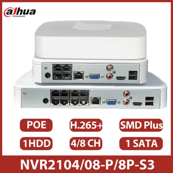 Dahua NVR2104/08-P/8P-S3 4/8 Kanal Smart 1U 1HDD 4/8PoE-Võrgu videosalvesti Security Kaitse Kaamera 12 MP Onvif SMD Pluss