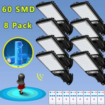 1~8PCS Päikese Tänava Tuled Väljas 60 LED Wireless Solar Turvalisuse Seina Lamp 3 Režiimi Veekindel Koos Liikumisanduri Aed