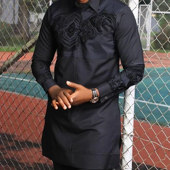 Aafrika Hõimude Mehi Traditsiooniliste Võistluste Casual Fashion Rinnamikrofon Must Totem Prindi Four Seasons Meeste Vabaaja Äri-Särk Tops