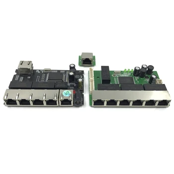 8-Port 10/100/1000 m OEM PBC Gigabit Ethernet Switch 8-Port täidetud 8 pin viis päise hub 8way võimsus pin-Pcb pardal OEM schroef gat
