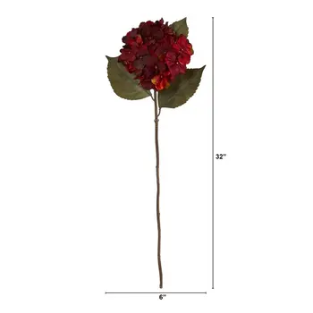 Hydrangea Kunstlik Lill (Komplekt 6), Punane