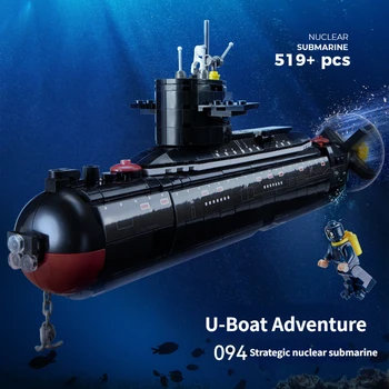 Sõjalise 094 Strateegilise Tuuma-Allveelaev ehitusplokk Komplekt Classic Mereväe Laeva Sõjalaev ehitusplokk Mudel Laste Mänguasjad
