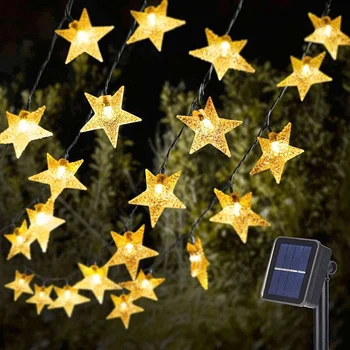 Väljas Star 100 LED Solar Haldjas String Tuled Veekindel Aia Kaunistamiseks Vanik vasktraat Light Street Terrass Jõulud