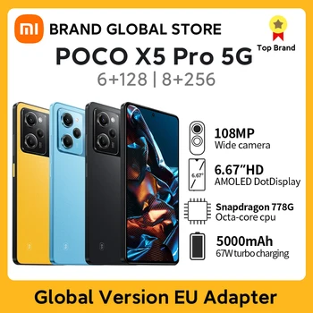 Globaalne Versioon POCO X5 Pro 5G Originaal 128GB/256GB Snapdragon 778G 120Hz Voolu AMOLED DotDisplay 108MP 67W 5000mAh Toetavad NFC