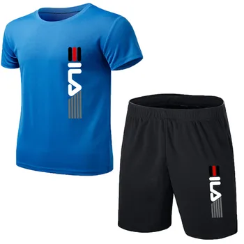 Suvine Meeste Fitness Mood Meeste Casual Sportswear Sobiks Ülepaisutatud Sport Ülikond, Lühikese Varrukaga T-Särk + lühikesed Püksid 2-osaline Komplekt