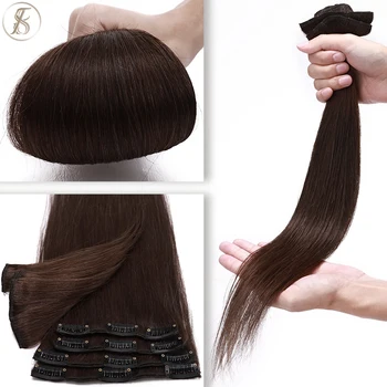 TESS 50-80g Loomulik juuksepikendusi Clip In Human Hair Extensions Sirge 8pcs/set Täis Peaga Õhuke Esile Juuksed Clip Hairpiece