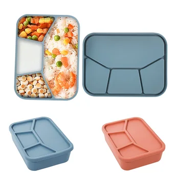 Silikoon Lunch Box Microwavable Bento Box Lekkekindlad Toidu Mahuti Baby Pehmest Silikoonist valmistatud Valmistoidud 4 Kupeed Lauanõud